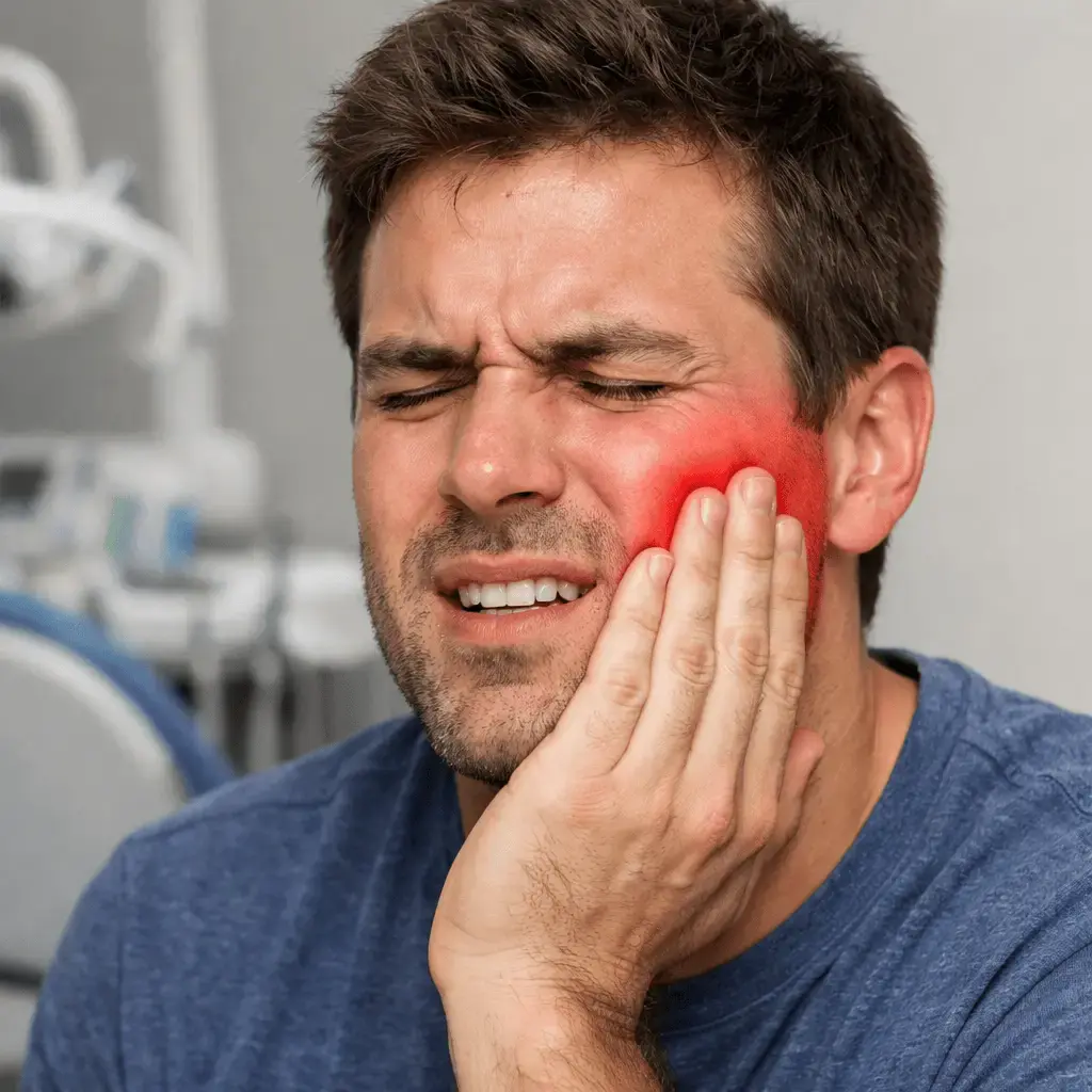 a person with tooth pain
